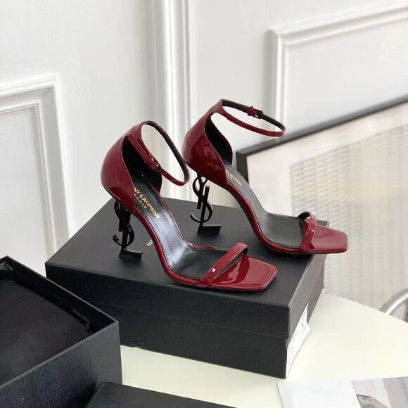 NIB Saint Laurent Opyum 110 in Patent Leather Heeled Sandal Red - Picture 1 of 16